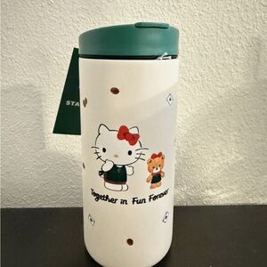 Starbucks White Tumbler with Green Lid
